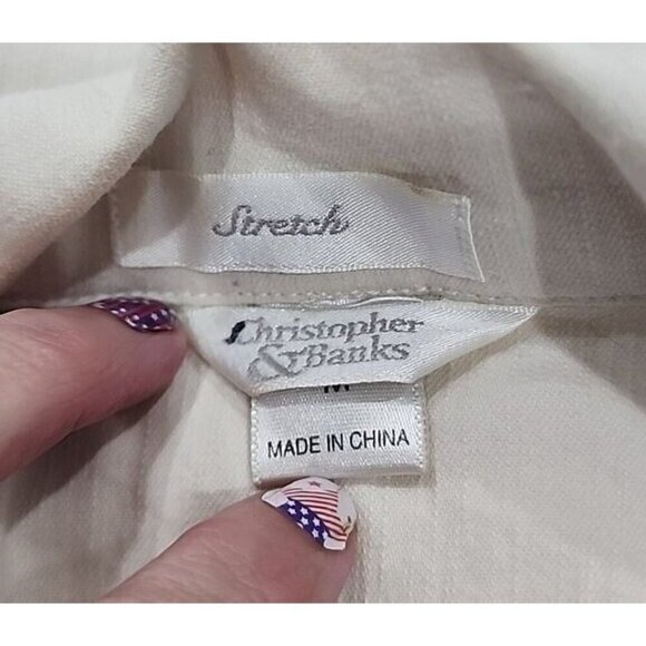 Christopher & Banks Blazer Jacket Stone w/embroidery Women's Medium - Picture 5 of 8